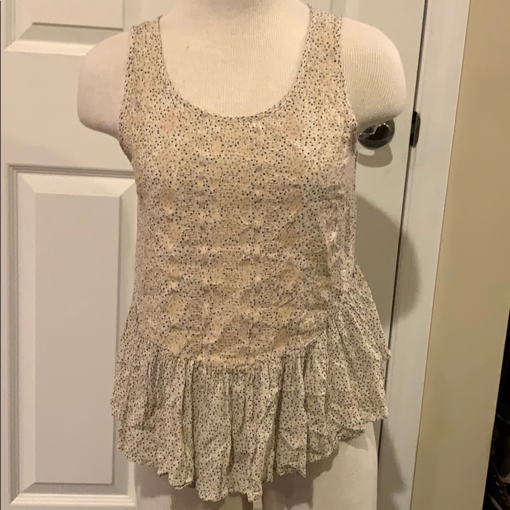 Polka Dot Embroidered Peplum Tank Top